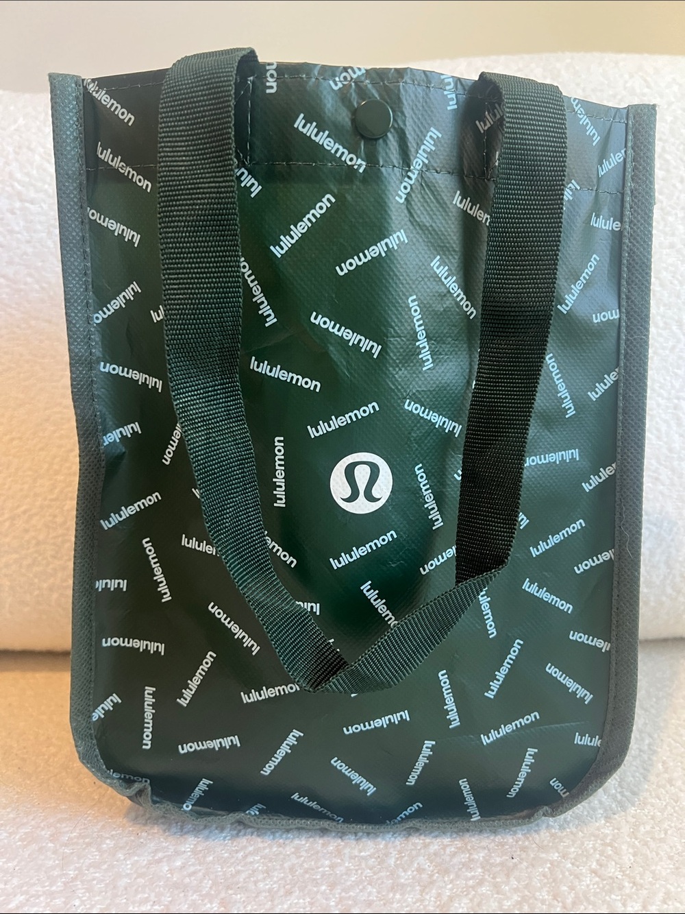 lululemon athletica Dark Green Logo Tote with Repeating Print